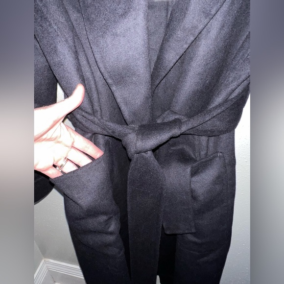 New Reiss Elise Wool Belted Coat in Navy Size 10 - Picture 6 of 8